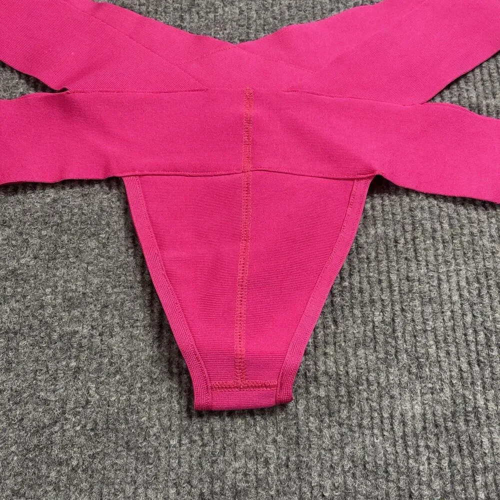 Skims Size 2X Knit Swim Strappy Bikini Bottom Magenta (SW-BIK-0165) NEW